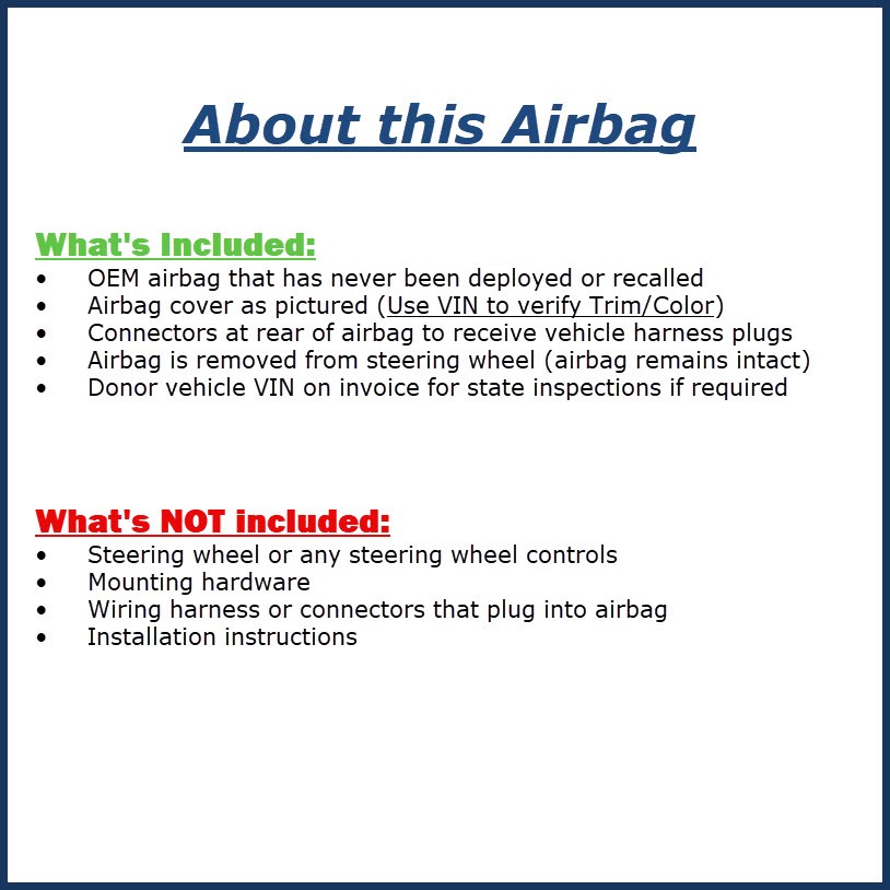 2018-2024 Chevrolet Traverse LH Driver Steering Wheel Airbag OEM
