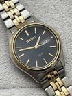Seiko Solar Day Date Mens Vintage 37mm Watch Silver Gold Stainless Steel V158