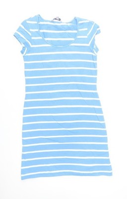 Crew Clothing Co. Damen blau gestreiftes T-Shirt Kleid Größe 12