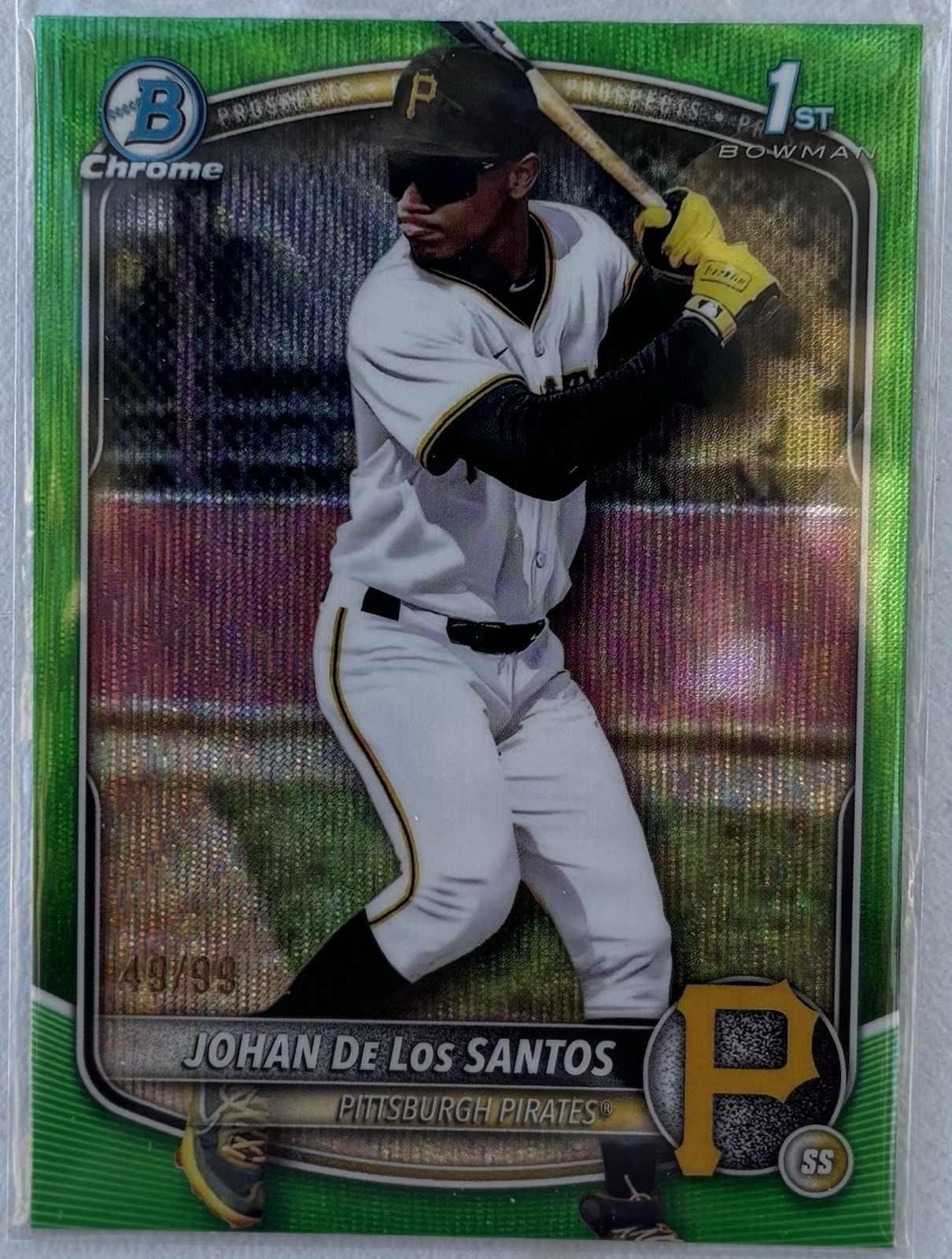 2025 Bowman Chrome Johan De Los Santos #BCP-163 True Green Refractor /99 Pirates