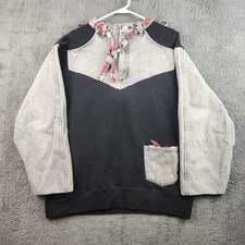Upcycled Handmade Denim Jean Sweatshirt Craft Recycled Patchwork Women's Large