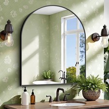 CIRCUMI 30"x36" Black Arched Wall Mirror for Bathroom
