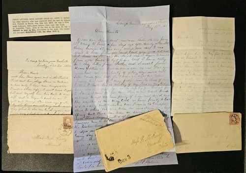 3 Civil War Letters Lt. John C Roney 3rd Ohio Inf -Near the Front Nashville -POW