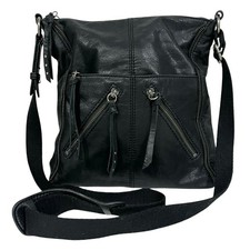 The Sak Purse Soft Black Leather Crossbody Hobo With Zipper Detailing  Studs