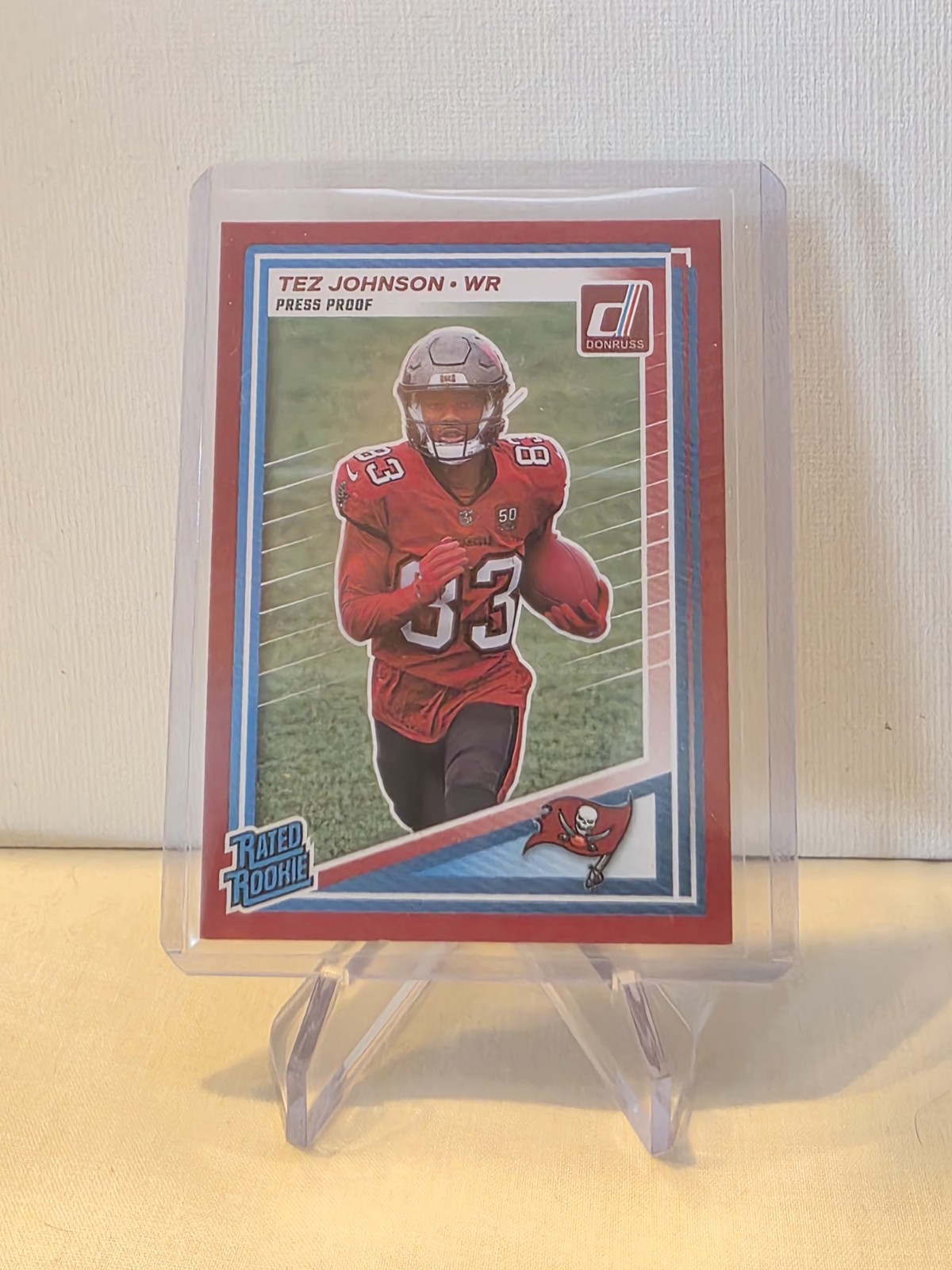2025 Panini Donruss - Rated Rookie Tez Johnson #313 Press Proof Red (RC)