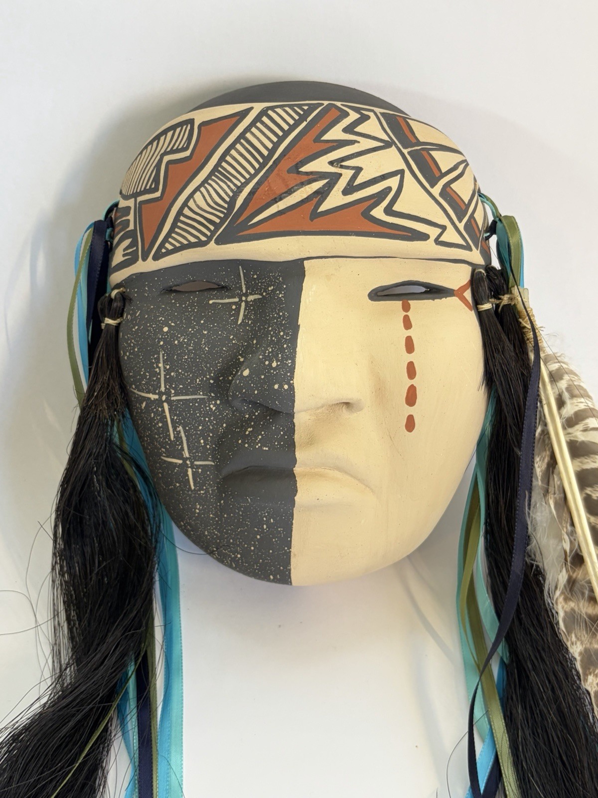 SIGNED Native American Painted Pottery Mask by Jemez Artist Fannie ...