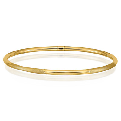 14K Gelbgold Slip-On Armreif Armband 8 Zoll halbmassiv, poliert, strukturiert,