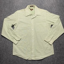 James Tattersall Shirt Mens Medium Green White Micro Check 100 Cotton Button Up