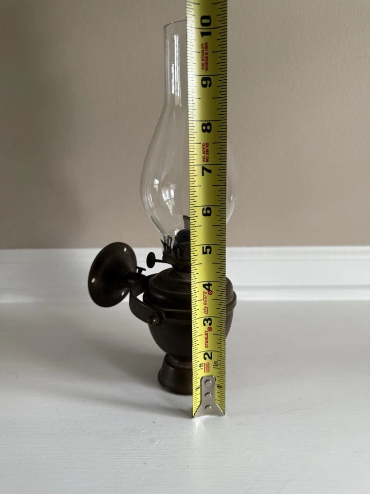 "Antigua lámpara de aceite giratoria de latón para barco/náutica de montaje en pared 10'5"" Inglaterra"  Foto 3 de 4