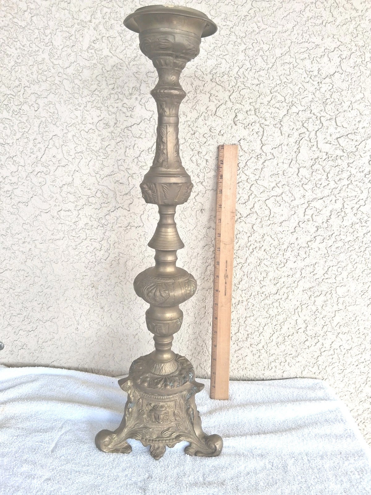 Vintage Ornate 24" Solid Brass Alter Church Offering Type Ca