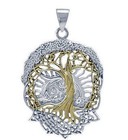 Peter Stone 925 Silber Lebensbaum Anhänger Sonnenwendbaum Yggdrasil vergoldet