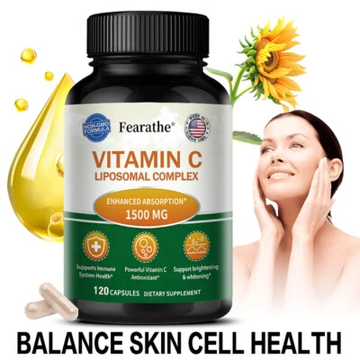 FEARATHE Vitamina C Liposomal 1500mg - Alta Absorción VIT C Salud Inmune y Colágeno