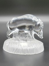 Crystal D'Arques Warthog Figurine on Frosted Glass Pedestal UNIQUE FIND