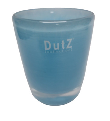Dutz Mouth Blown Contemporary Turquoise Blue European Studio Art Glass Cup