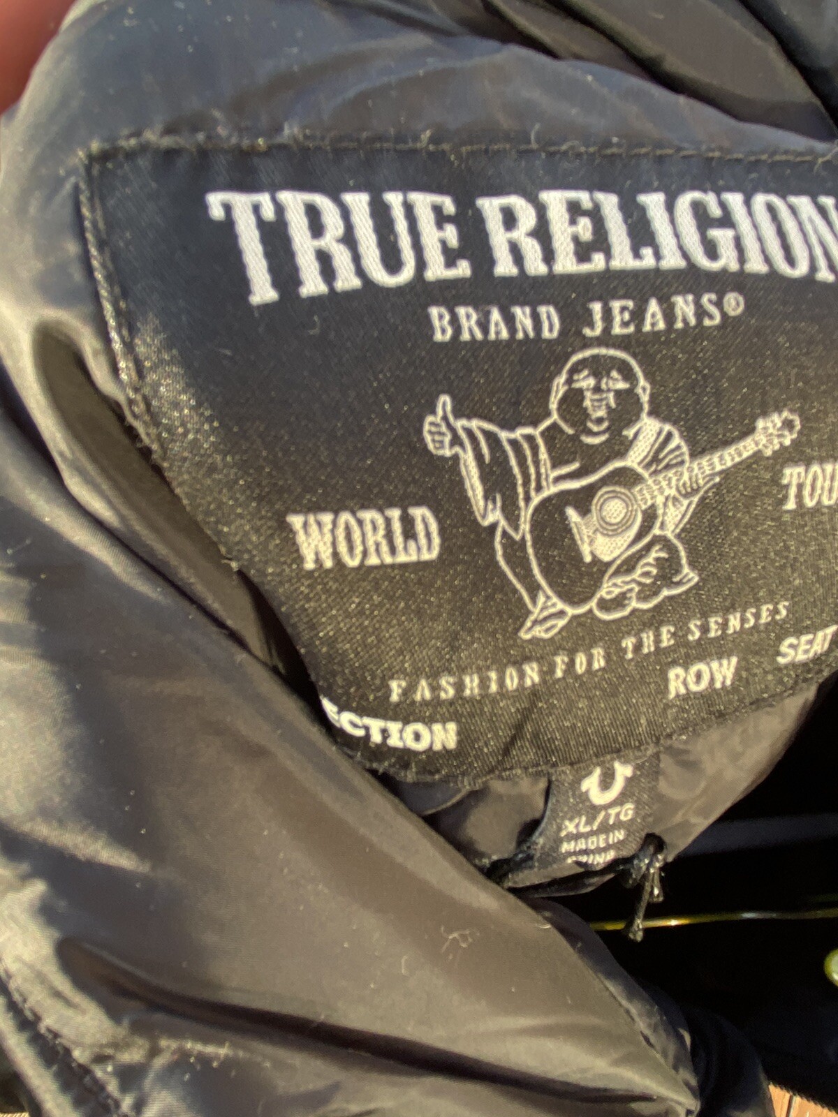Men's True Religion Red/Bleed True Puffer Jacket Coat Size Medium Logo Zip Up image 3