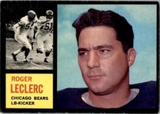 1962 Topps #19 Roger LeClerc ROOKIE Chicago Bears / Trinity College