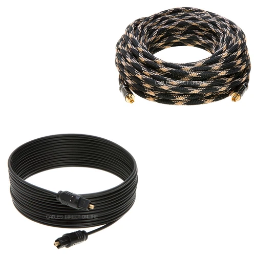 2x Toslink Cable Fiber Optical Digital Audio SPDIF Sound Bar Cord 1ft - 50ft Lot