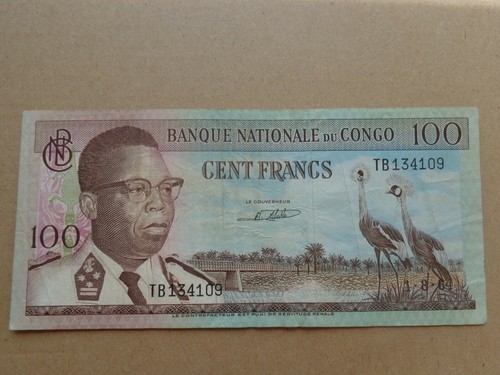 Congo banknote Democratic Republic 100 Francs 1964 combined shipping  (a) - Foto 1 di 2