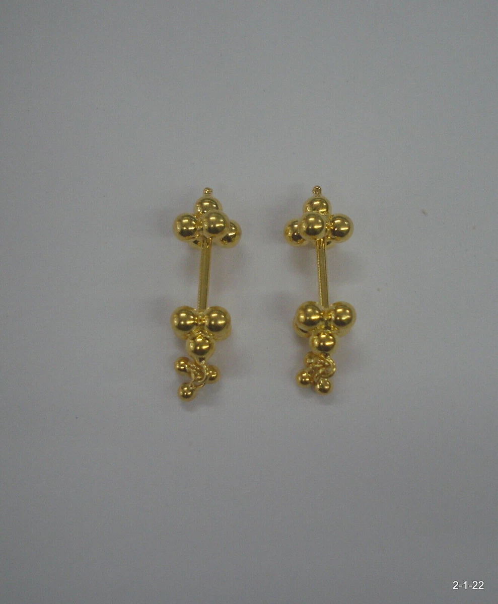ethnic Handmade 18kt gold upper ear earrings barbells piercing