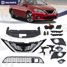 12PCS For 2016-2019 Sentra Front Bumper Grille Radiator Support Cover Fog lights