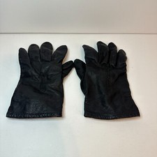 Vintage Mens Genuine Leather Black Lined Driving Gloves Wrist Length Sz 8