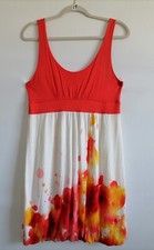 One Clothing Women's Red & White Tie Dye Fit & Flare Sleeveless Dress Size Large