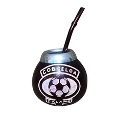 Cobreloa Futbol Chileno Hand Made Gourd + Straw Logo  Chilean Soccer - Burgundy