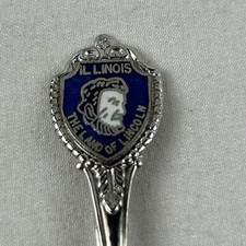 Illinois State The Land Of Lincoln Souvenir Spoon 3.5” Silver Tone Made In USA