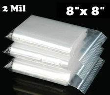 8"x 8" CLEAR 2 MIL TOP LOCK ZIP SEAL BAGS POLY PLASTIC RECLOSABLE SMALL BAGGIES