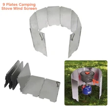 Wind Shield Outdoor Camping Stove Wind Screen Aluminum Foldable 9 Plates