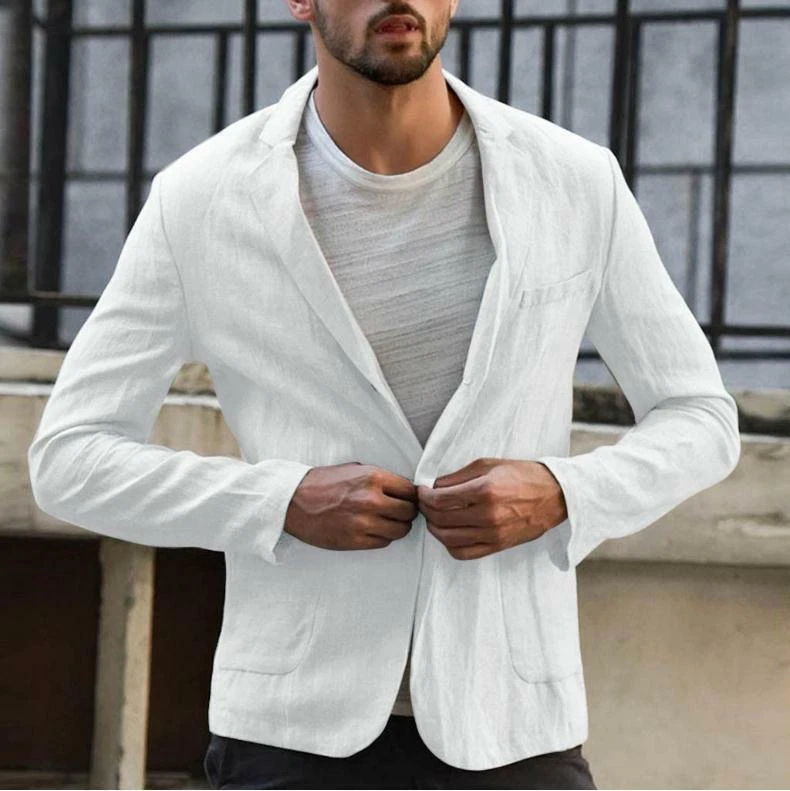 Mens casual cheap linen blazer