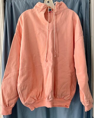 Vintage 80's Wek surfwear sportswear stand up collar side pckt Orange sweatshirt