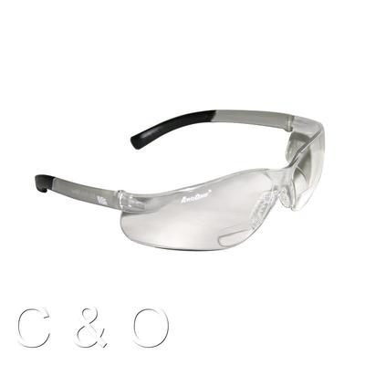 BIFOCAL SAFETY GLASSES - 2.00 DIOPTER READING - ANSI Z87 UVA/UVB/UVC PROTECTION