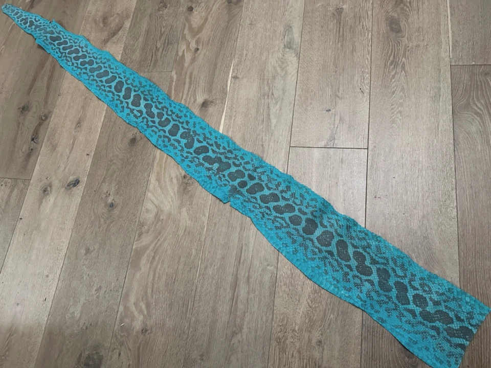 Turquesa Natural Genuino Anaconda Cuero Piel Real Piel Serpiente Pitón Boa 123 Foto 2 de 4