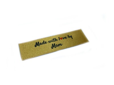 Made with Love by Mam Labels In Gold - Flat 15x50 - 40 Pack - Sew On