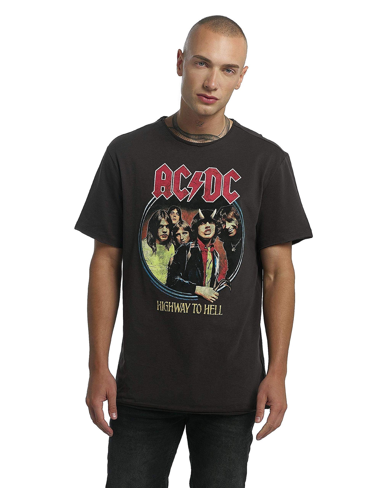 Amplified Men's ACDC-Highway to Hell T-Shirt, Grey (Charcoal Cc), (Size:XL)