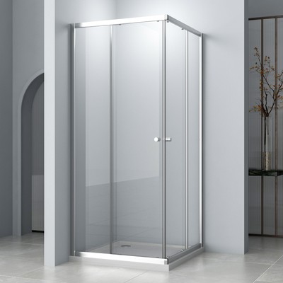 Eckeinstieg Duschabtrennung 100x100 Duschkabine Schwarz Schiebetür Dusche 6mm