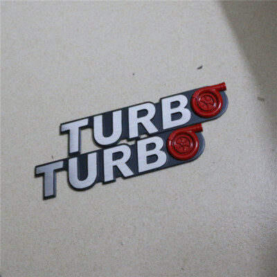 2x 3D TURBO Snail Gray Red Metal Emblem Sticker Badge Decal Brand New Car Twin