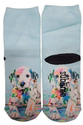 Sublime Designs Youth  Fun Printed Crew Socks-Colorful Puppy Dog Show Size 12-5