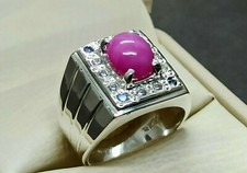Natural Ruby Star Women Ring Sterling Silver 925 Handmade Rare Star Ruby Ring