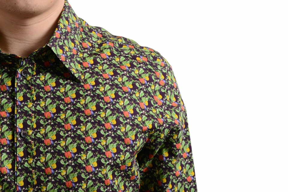 Мужская многоцветная сорочка Dolce & Gabbana «Золото» на пуговицах размер США 16 16,5 17 - Изображение 3 из 4