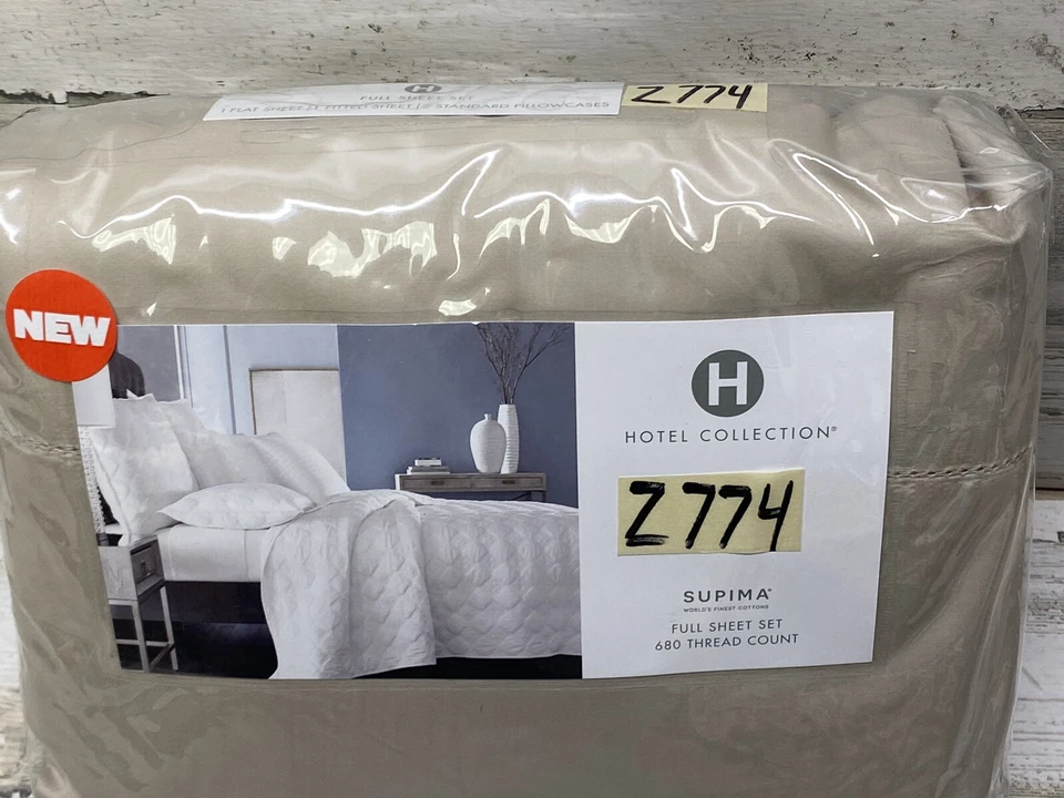 Hotel Collection 680 Thread Count Cotton Full Size 4pc Sheet Set Tan - Image 2 of 4