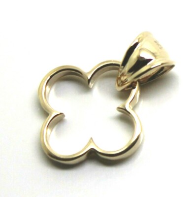 Genuine Solid 9ct 9K Yellow Gold Small Clover Pendant With Bale