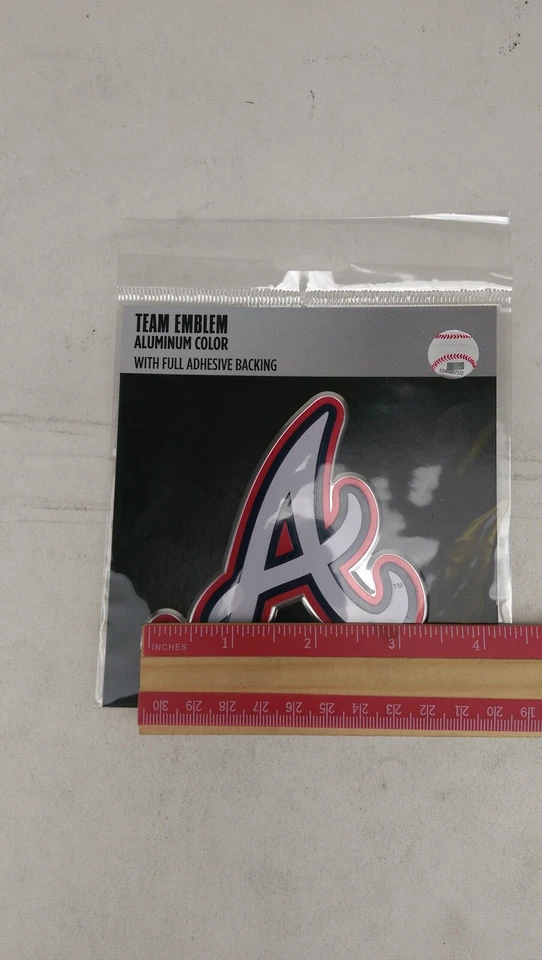 Nuevo 1 marco de matrícula cromado y 1 emblema de calcomanía de aluminio MLB Atlanta Braves Foto 4 de 4
