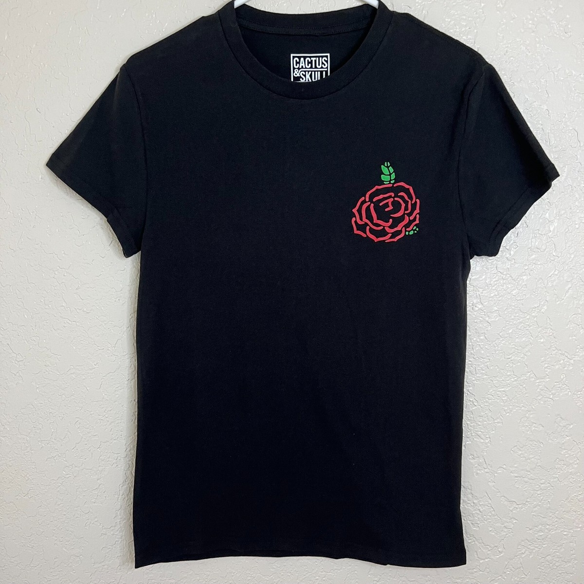 Women's Skull Flower Print T-Shirt - Whatever I Don't Care Gothic Graphic Tee - Dark Grey