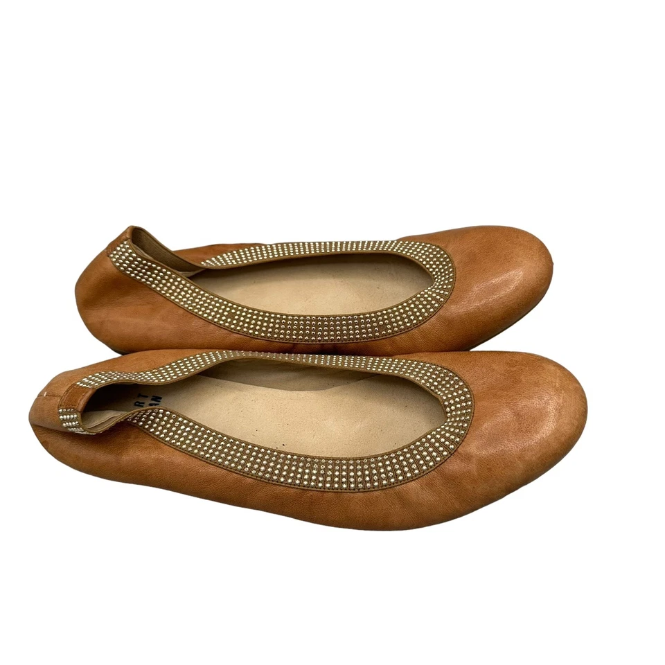 STUART WEITZMAN Lastikon Tachonado Flexible Ballet Pisos Cuero Caramelo 7M Foto 4 de 4