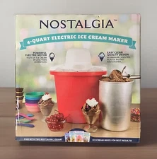 Nostalgia Electric 120V 4 Quart Ice Cream Maker ~ Red