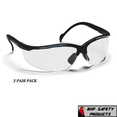 PYRAMEX VENTURE II SAFETY GLASSES CLEAR LENS SB1810S SPORT WORK EYEWEAR (3 PAIR)
