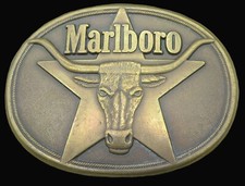 Marlboro Cigarettes Texas Longhorn Star Western Vintage Belt Buckle