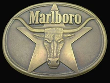 Marlboro Cigarettes Texas Longhorn Star Western Vintage Belt Buckle